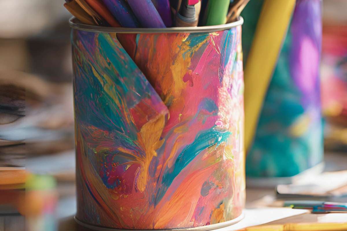upcycled cans for organizing inspiration for decorating with cans
