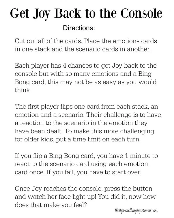 Directions for Inside Out Game