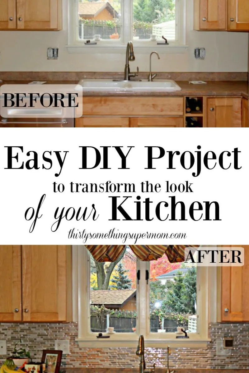 peel and stick tiles in kitchen makeover