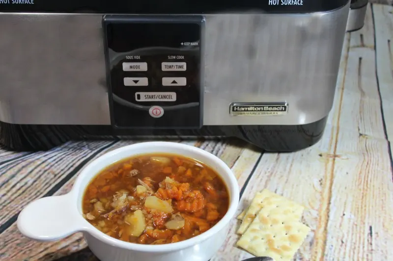 Slow Cooker Venison Stew in bowl. 