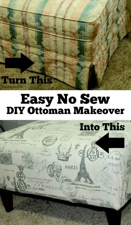 No Sew DIY Ottoman Makeover 