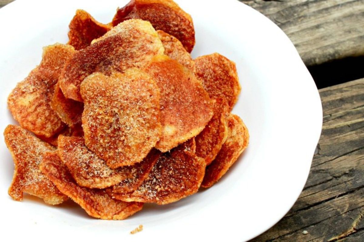 homemade barbecue potato chips on white plate