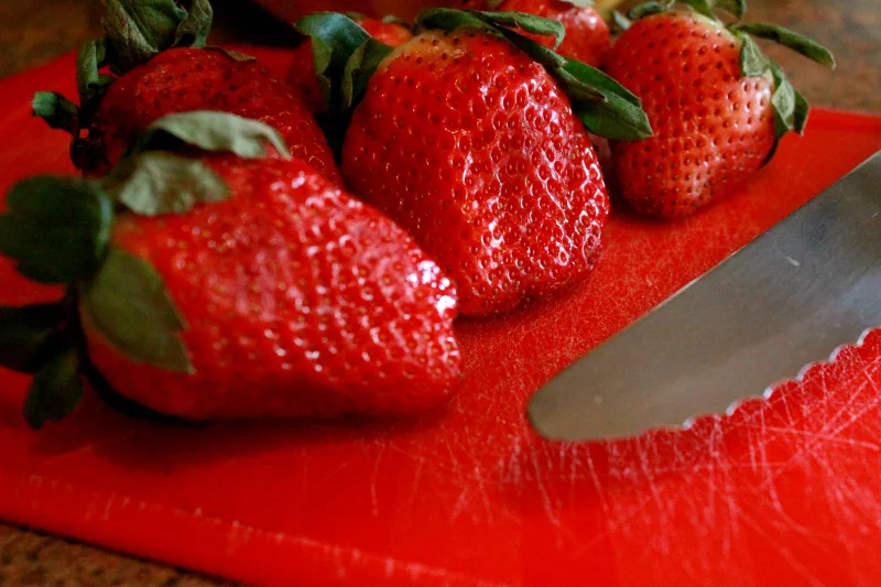 garden fresh berries on cutting board 