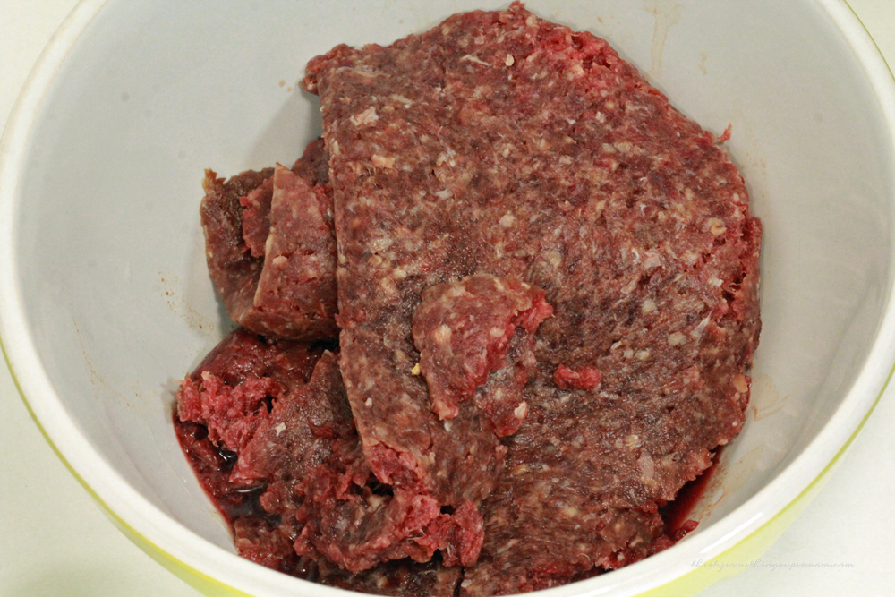 Ground venison in a bowl.