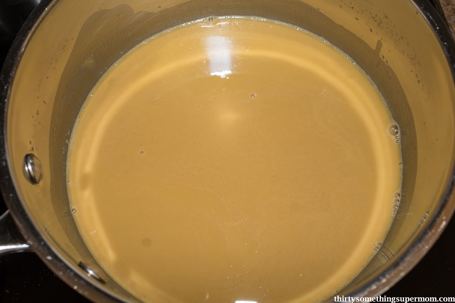 Peanut Butter mixture in pot. 