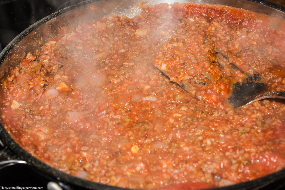 cooking sauce in frying pan 