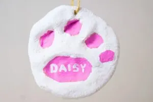salt dough paw print ornaments