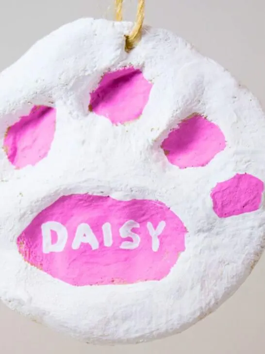 salt dough paw print ornaments