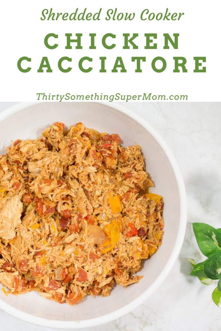 Easy Shredded Slow Cooker Chicken Cacciatore ThirtySomethingSuperMom