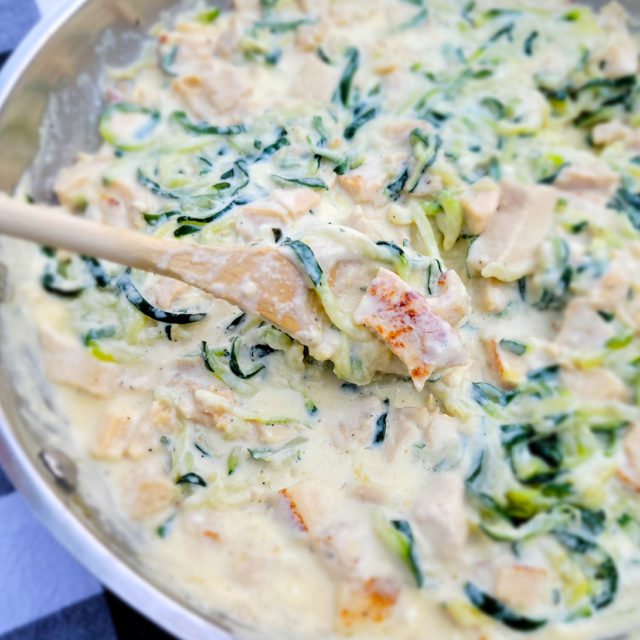 Low Carb Chicken Zucchini Alfredo Skillet ThirtySomethingSuperMom