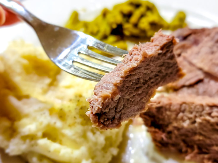 Instant Pot Roast Beef and Gravy on fork