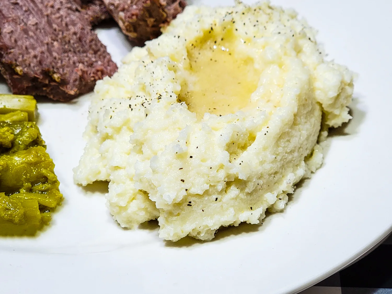 Cauliflower Mashed Potatoes on a plate 