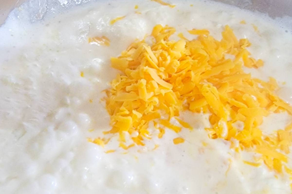 adding cheese to low carb alfredo one pan meal