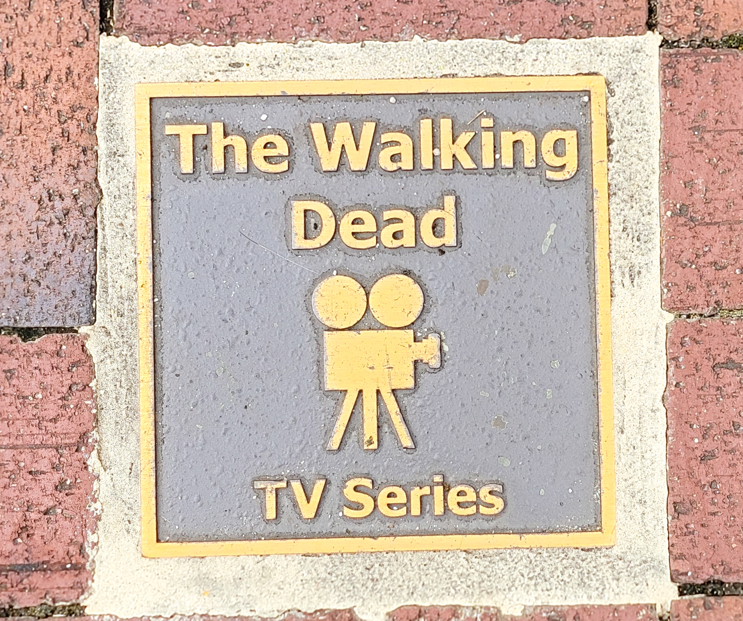 The Walking Dead town path paver showing famous filming locations in georgia