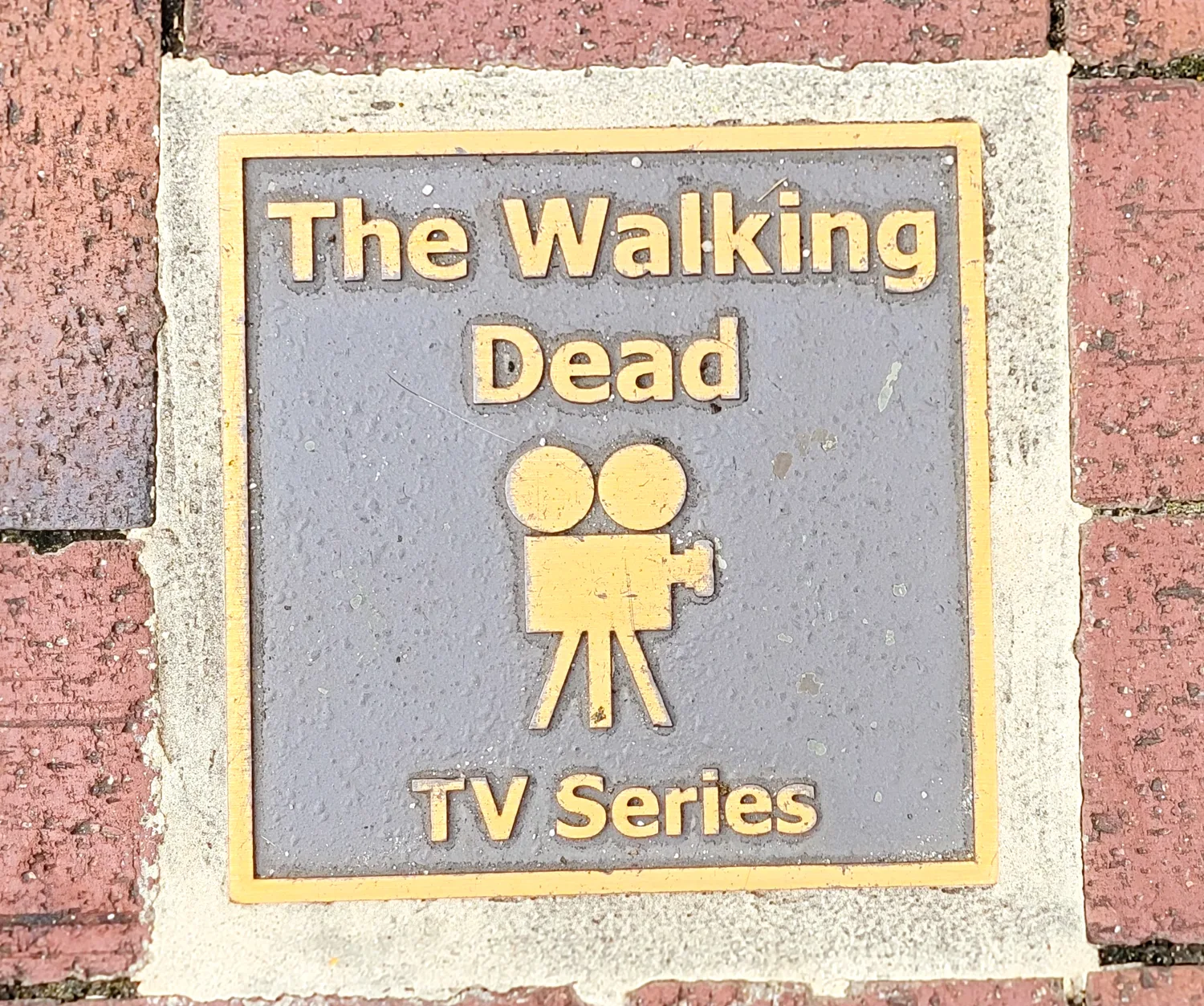The Walking Dead town path paver showing famous filming locations in georgia
