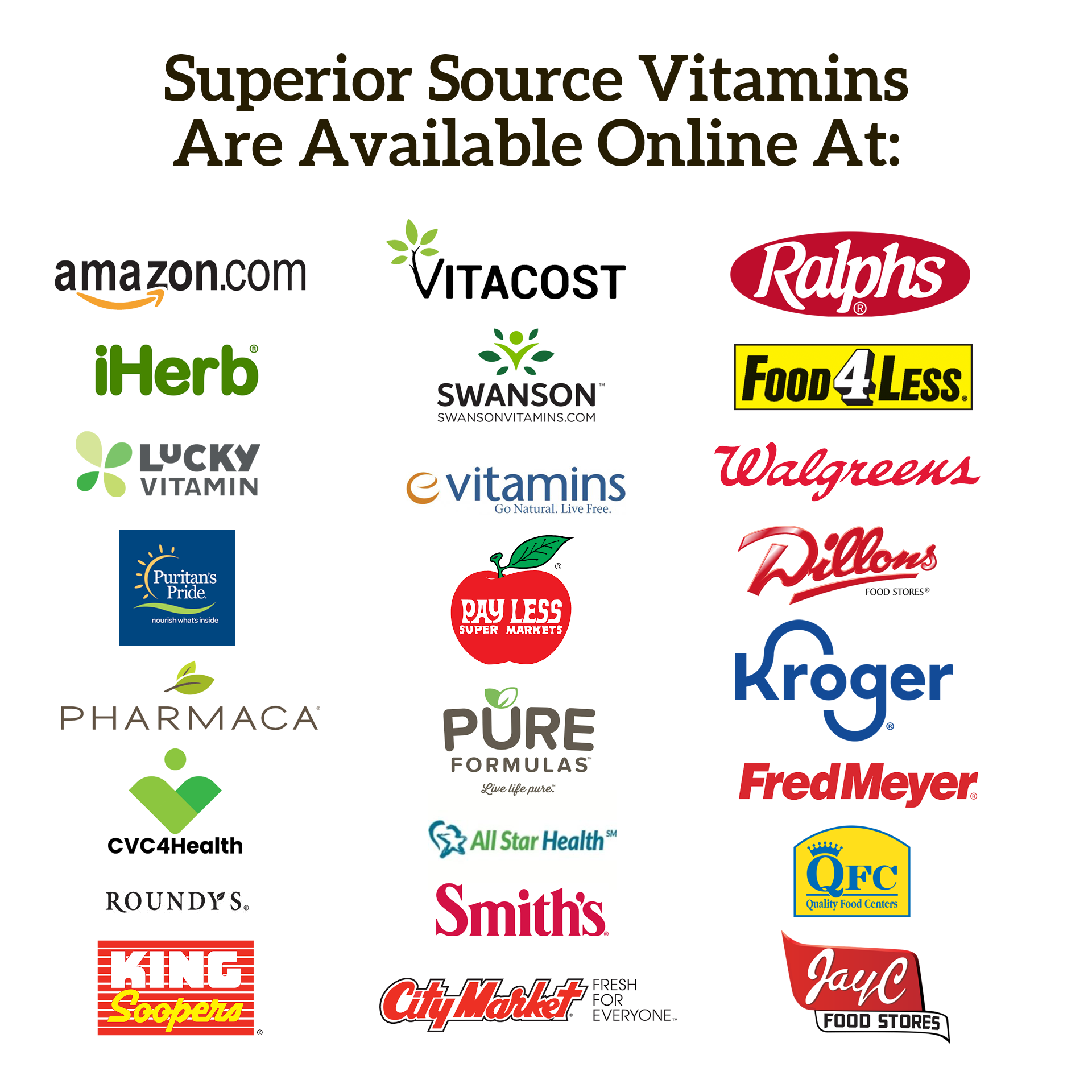 Store list of superior source vitamins 