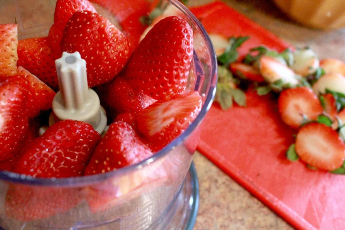 strawberries in food processor