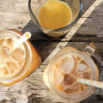 iced coffee on tray with homemade keto coffee syrup