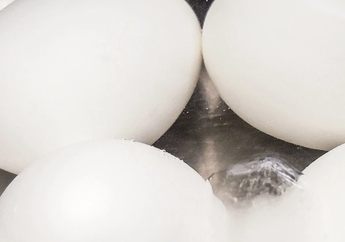Hard-Boiled Eggs in Ice Bath