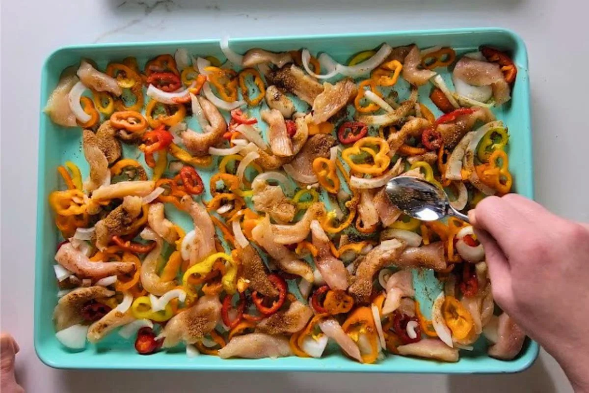 mini bell peppers on baking sheet