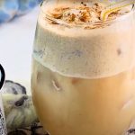 Whisking sugar-free pumpkin cream cold foam for iced coffee