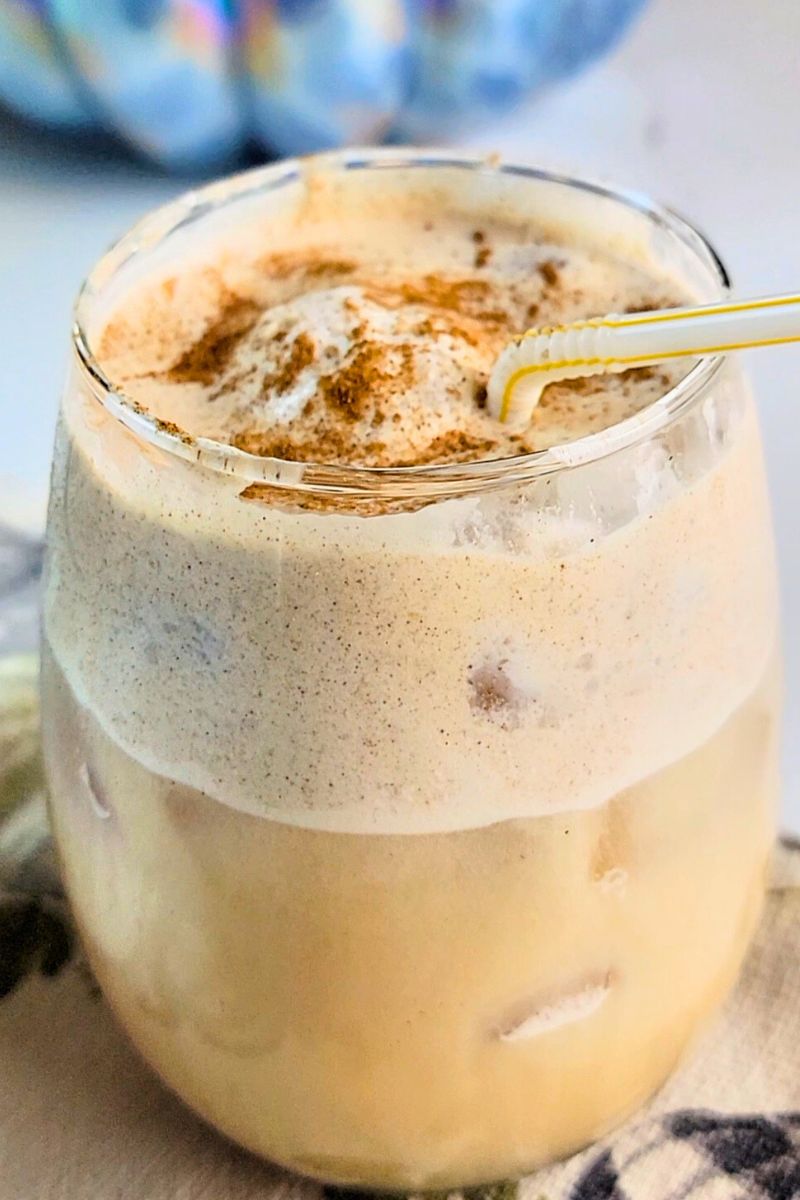 Low carb pumpkin cold foam coffee topped with pumpkin pie spice
